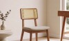 Silla de Comedor Classic Ratán - Línea Manhattan Tela Lino/Natural