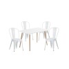 Juego de comedor mesa rectangular 120x80 + 4 Sillas Tolix Blanco