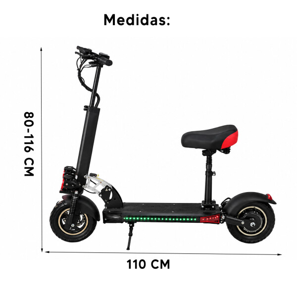 Monopatín Con Asiento Sgx2 10" 500w 120kg MONOPATIN LIKE PL SGX2 C/ASIENTO NEGRO