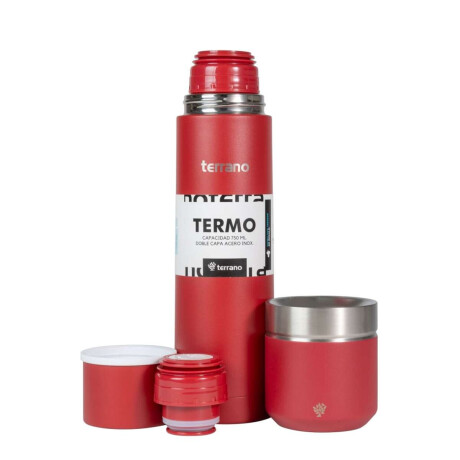 Kit Termo Acero Bala 750Ml + Mate Folkie Rojo