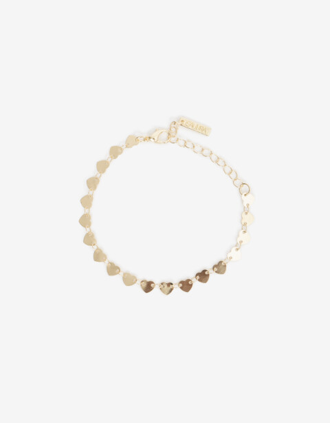 Pulseras Flexibles Metal Pulsera Corazones Metal - Dorado
