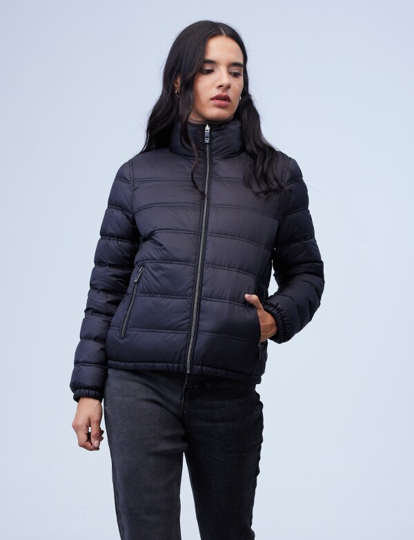Campera Plumas Reversible NEGRO