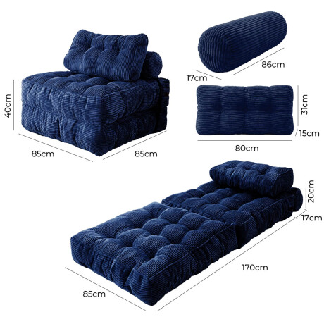 Sofá Sillón Cama Plegable Cloudnest + Almohada Living Azul