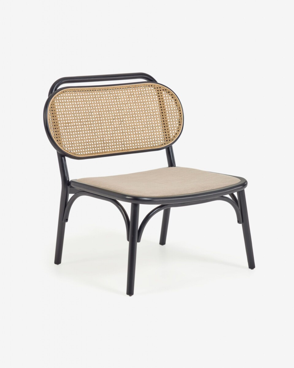 Butaca Doriane madera maciza - olmo acabado lacado negro y asiento de tela 