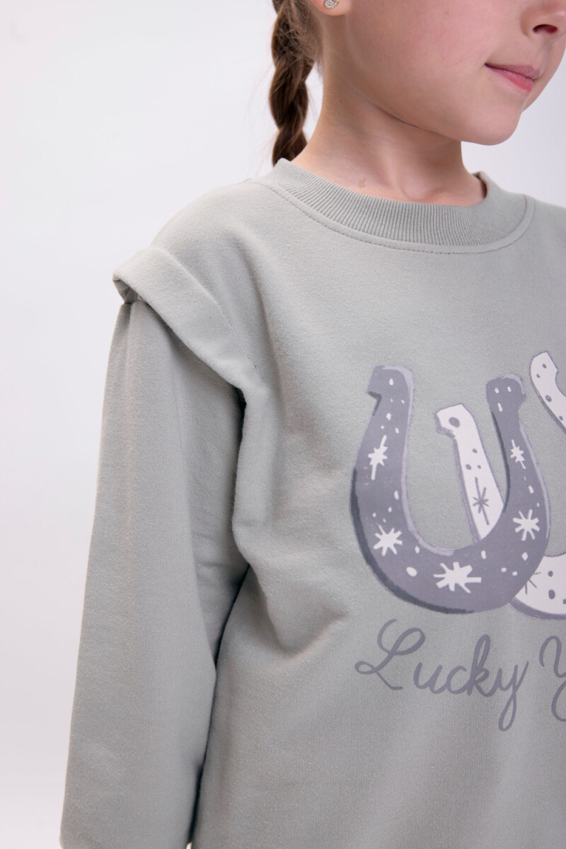 Buzo deportivo estampa Lucky You Verde