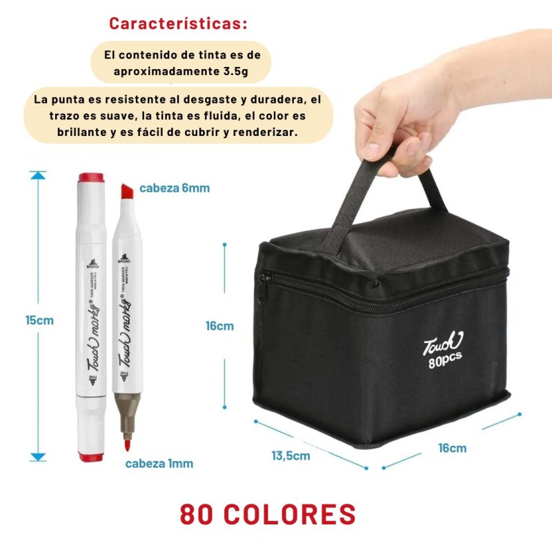Set 80 Marcadores Varios Colores Doble Punta + Bolsito Mano Set 80 Marcadores Varios Colores Doble Punta + Bolsito Mano