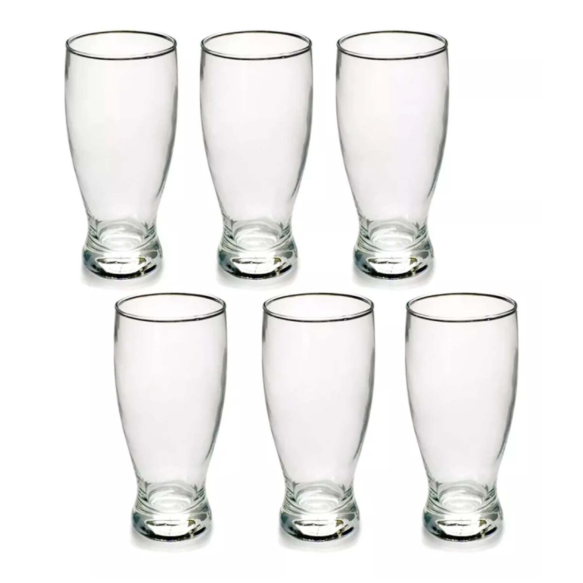 Set X6 Vasos Cerveceros Tragos Refresco Bebidas Vidrio 360Ml - Transparente 