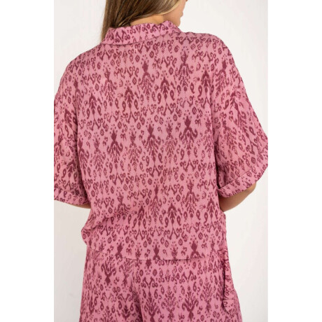 Camisa Estampada Lurex Rosa