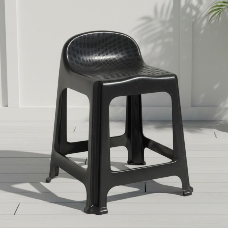 Banqueta con respaldo apilable resistente NEGRO