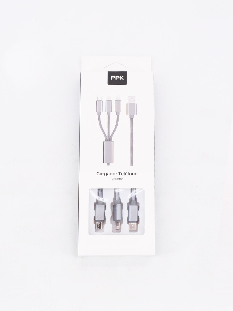 CARGADOR TELEFONO 3 PUNTAS - GRIS 