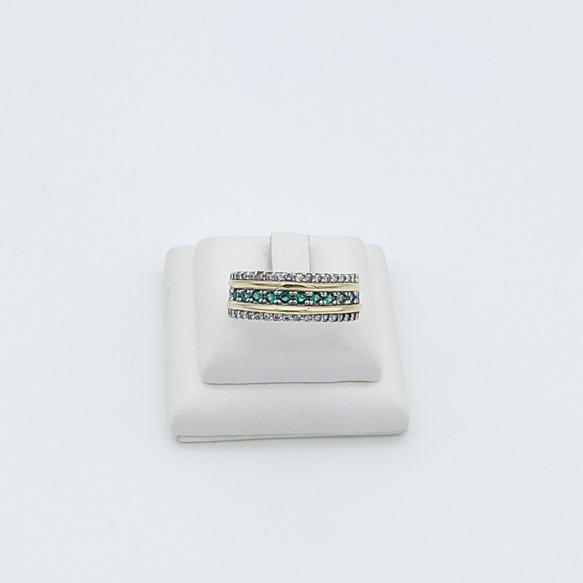 Anillo de plata 925, double en oro 18 ktes y circonias. 