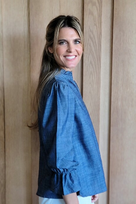 Blusa Copenhague Lino Azul melange