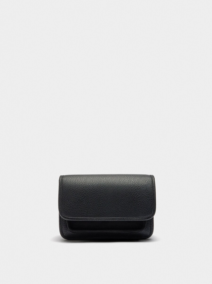 Bolso Bandolera Con Textura Y Solapa - negro 