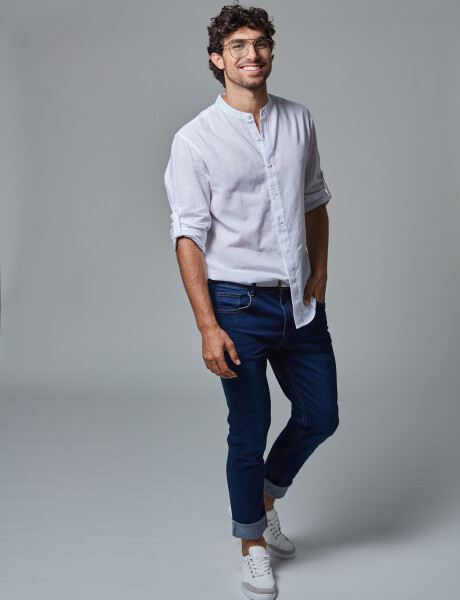 Camisa m/c lino lisa blanco