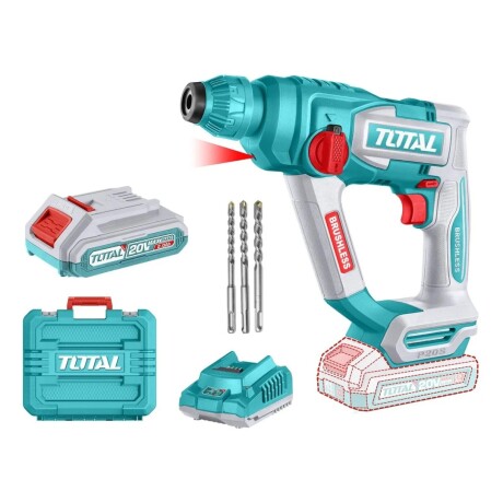Rotomartillo Inalámbrico Brushless SDS Plus 20V con Batería y Maletín Total Rotomartillo Inalámbrico Brushless SDS Plus 20V con Batería y Maletín Total