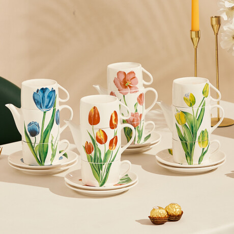 Juego De Té Tulipan Rojo