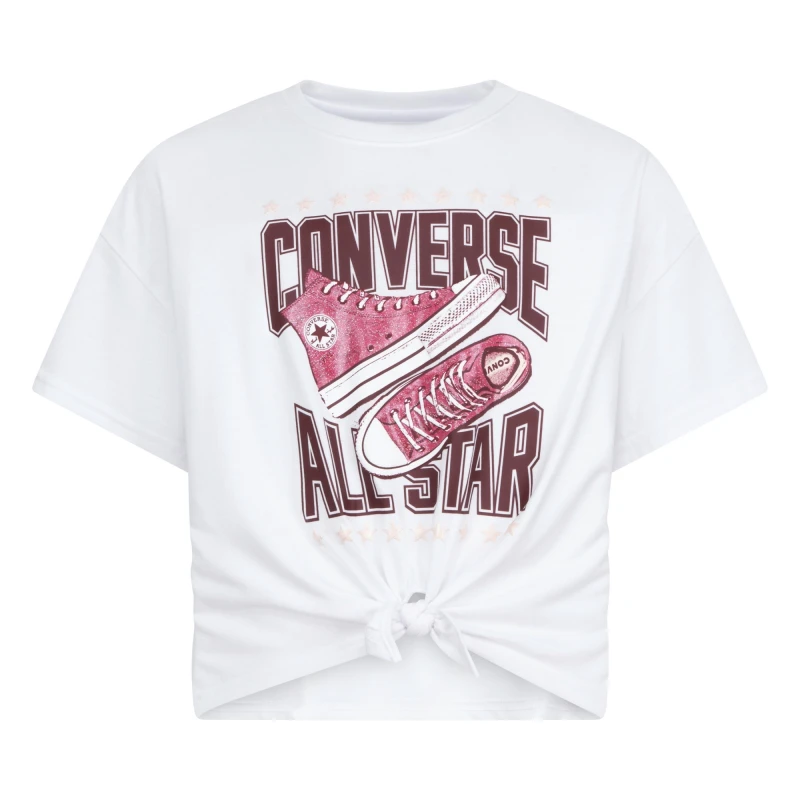 Remera Tie Front Gfx Boxy de Niña Blanco