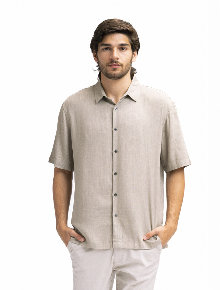 Camisa Manga Corta Hawaii Beige