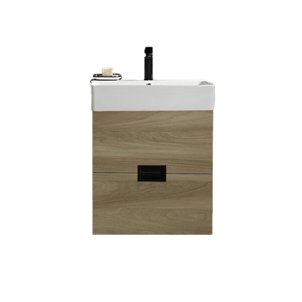 MUEBLE DE BAÑO 2 CAJONES VANITY MARRÓN CON BACHA BLANCA Mueble De Baño 2 Cajones Vanity Marrón Con Bacha Blanca
