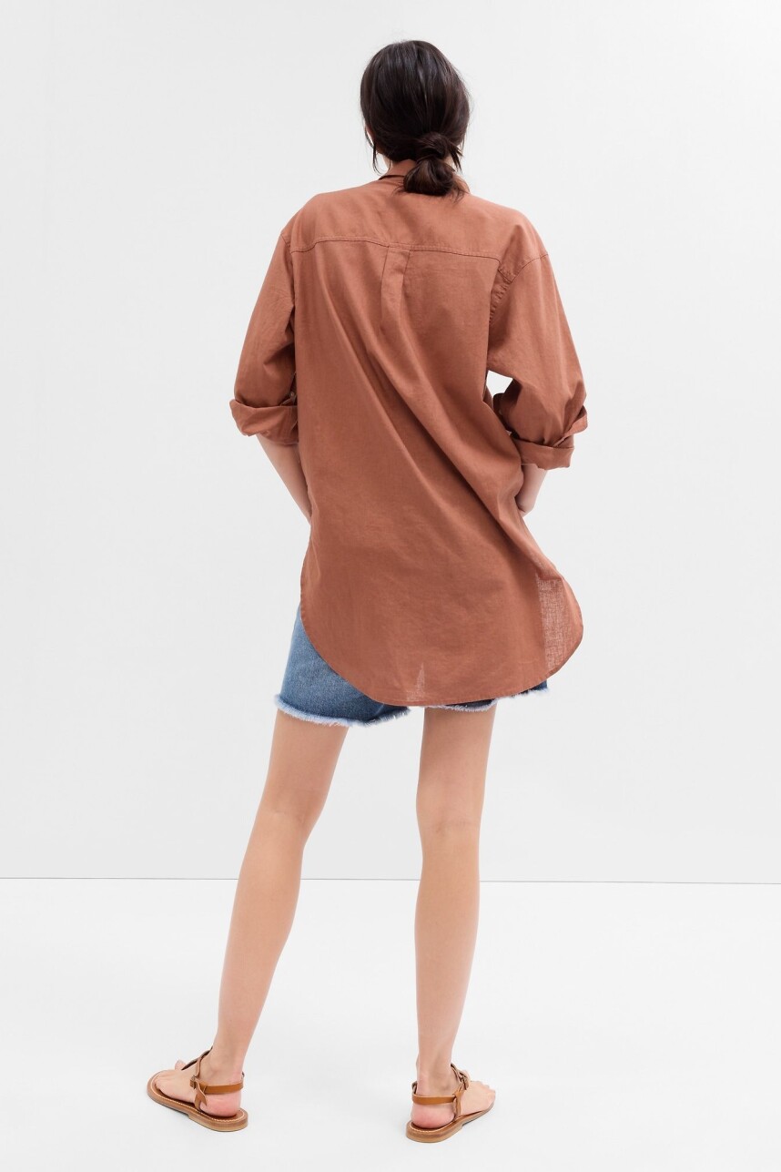 Camisa De Lino Túnica Mujer Light Russet