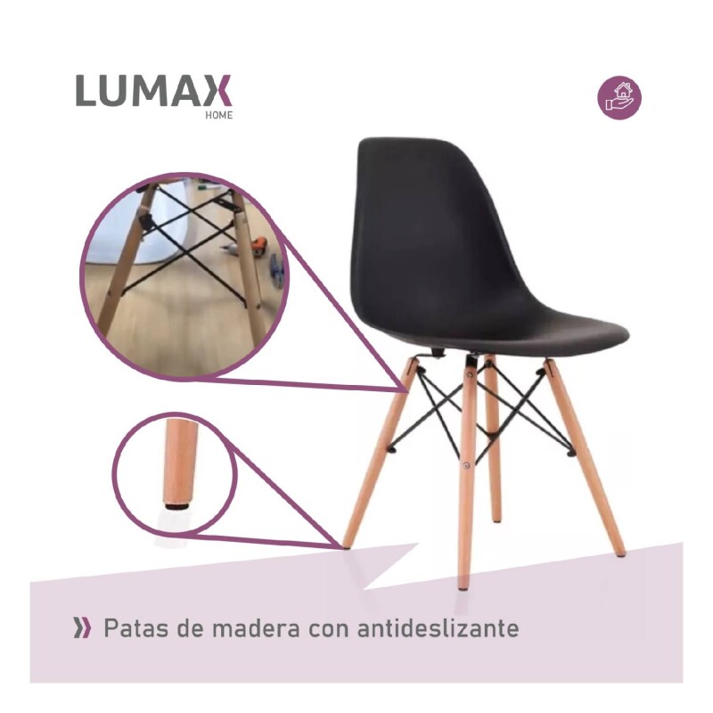 Pack 4 Sillas De Comedor Eames Lumax De Diseño Moderno Con Patas De Madera Negra