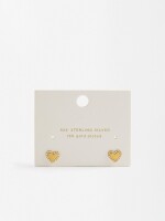 Pendientes Corazón Con Circonitas - Plata De Ley 925 dorado