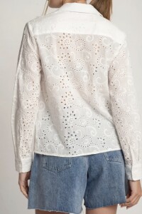 Blusa Broderie Manga Larga Nacar