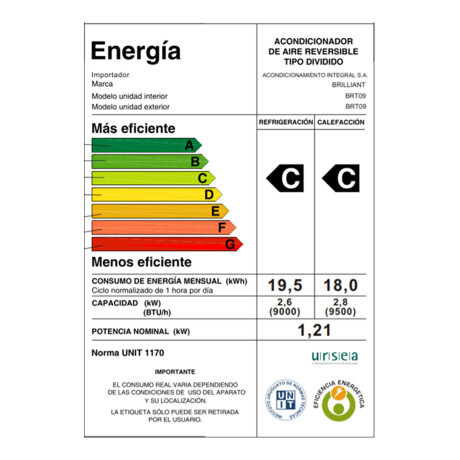 Aire Acondicionado Brilliant 9.000 BTU Aire Acondicionado Brilliant 9.000 BTU