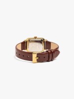 Reloj Rectangular Con Pulsera Efecto Piel marron