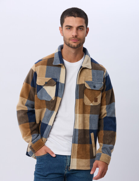 CAMPERA POLAR A CUADROS Azul
