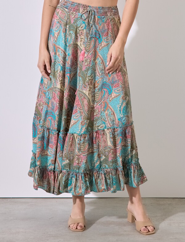 Falda Maxi Print MULTI/VERDE