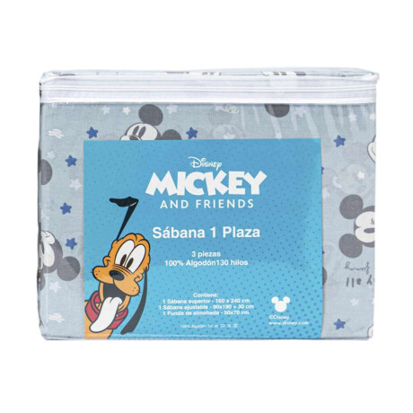Juego de sábanas infantil 130 hilos 1 plaza 100% algodón Mickey Celeste