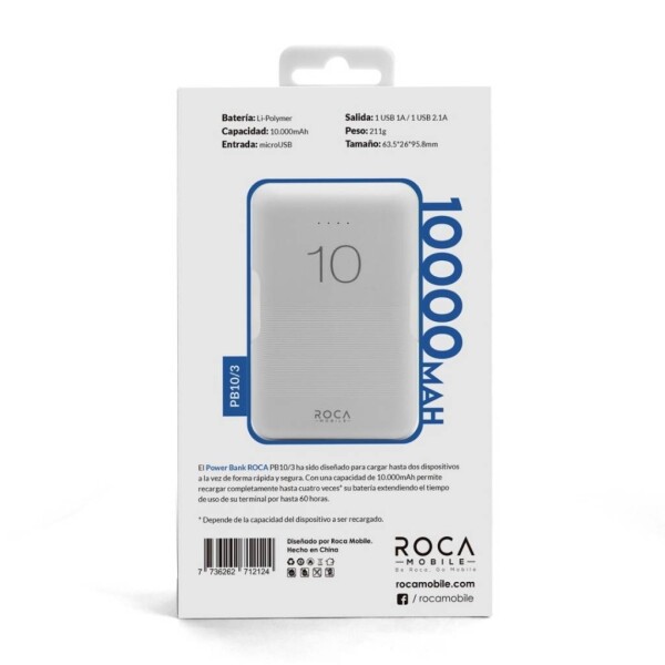 Cargador Portátil Power Bank 10000mAh Roca 2 USB P/ Celular Cargador Portátil Power Bank 10000mAh Roca 2 USB P/ Celular