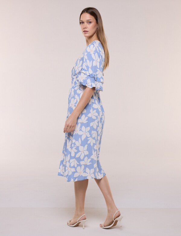Vestido Volados Printed CELESTE/MULTI