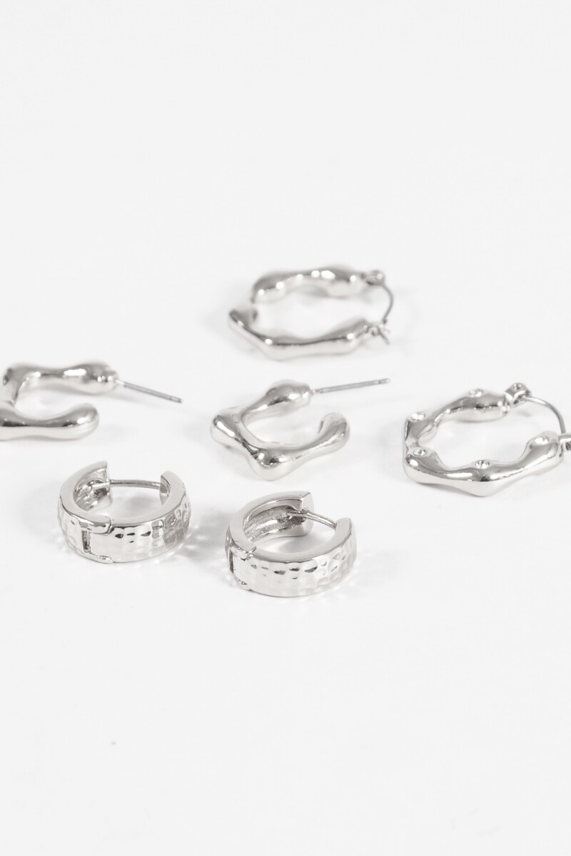 Set de tres aros wavy plateado