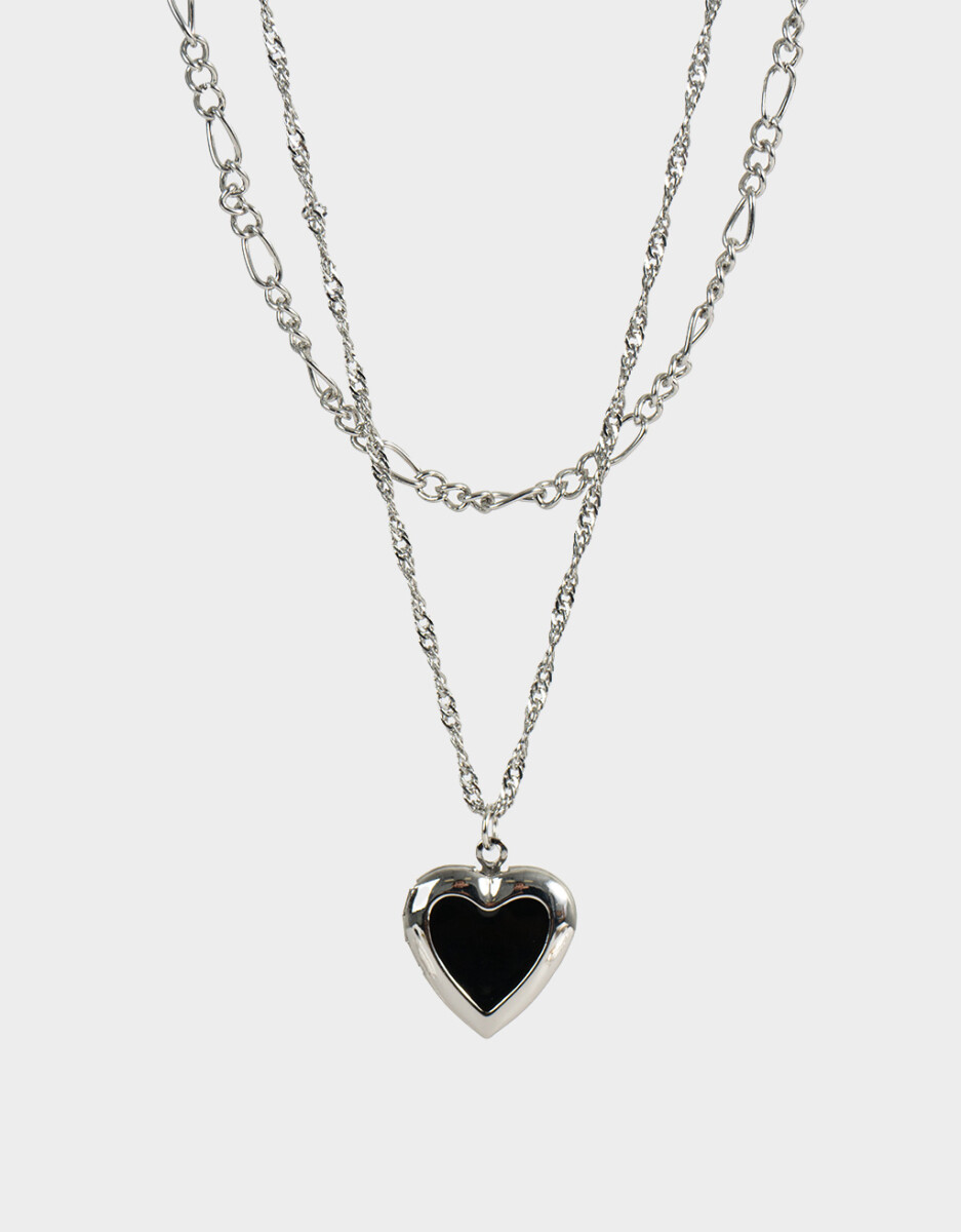 Collar Multicadenas Con Corazón 