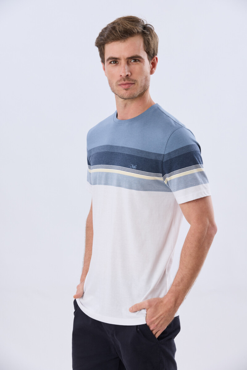 REMERA RAYADA DE ALGODÓN - Blanco 