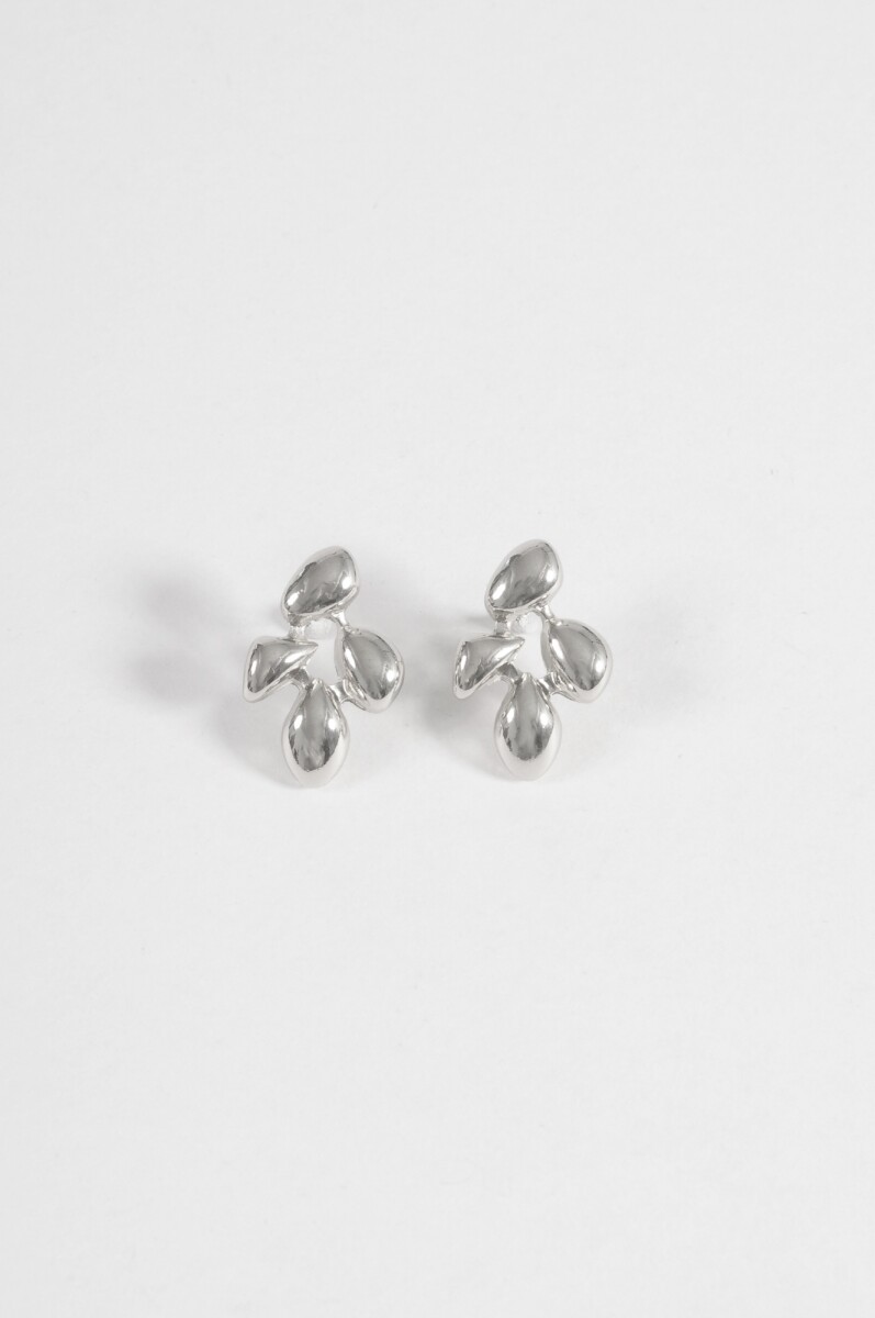 Caravanas flor metal - plateado 