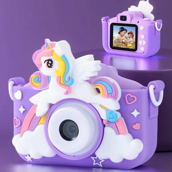 Camara De Fotos Unicornio Infantil Digital Para Niños Variante Color Violeta
