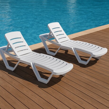 Set x2 reposera sole para jardin con posiciones BLANCO
