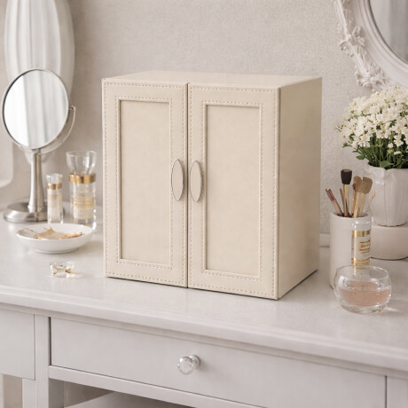 Joyero organizador con cajones y puertitas - 21x17x24cm Blanco