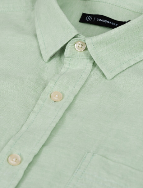 Camisa m/c lino melange verde