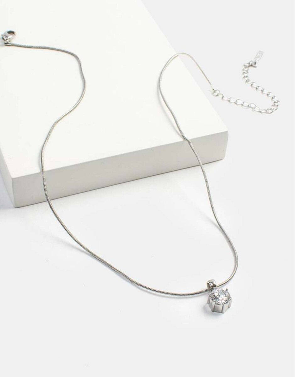 Cadena Corta Dije Strass - Plateado Rodio 