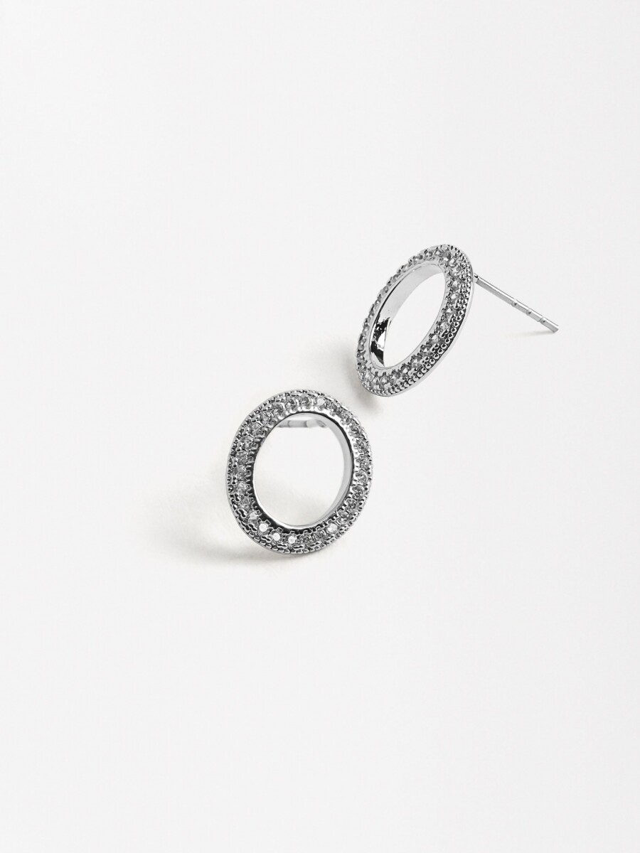 Pendientes Aros Con Zirconias plateado