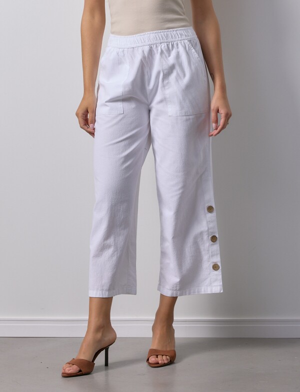 Pantalon Crop Det Botones BLANCO