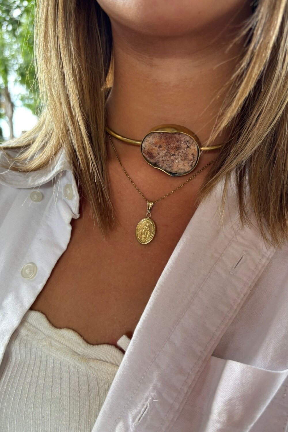 Amatista Choker Rosa Bronce