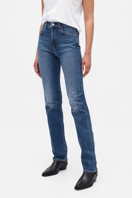 Jean 90S Straight Tiro Alto Mujer Medium Wash