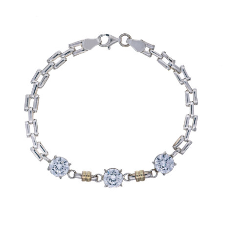 Pulsera de plata 925, double en oro 18 ktes y circonias. Pulsera de plata 925, double en oro 18 ktes y circonias.
