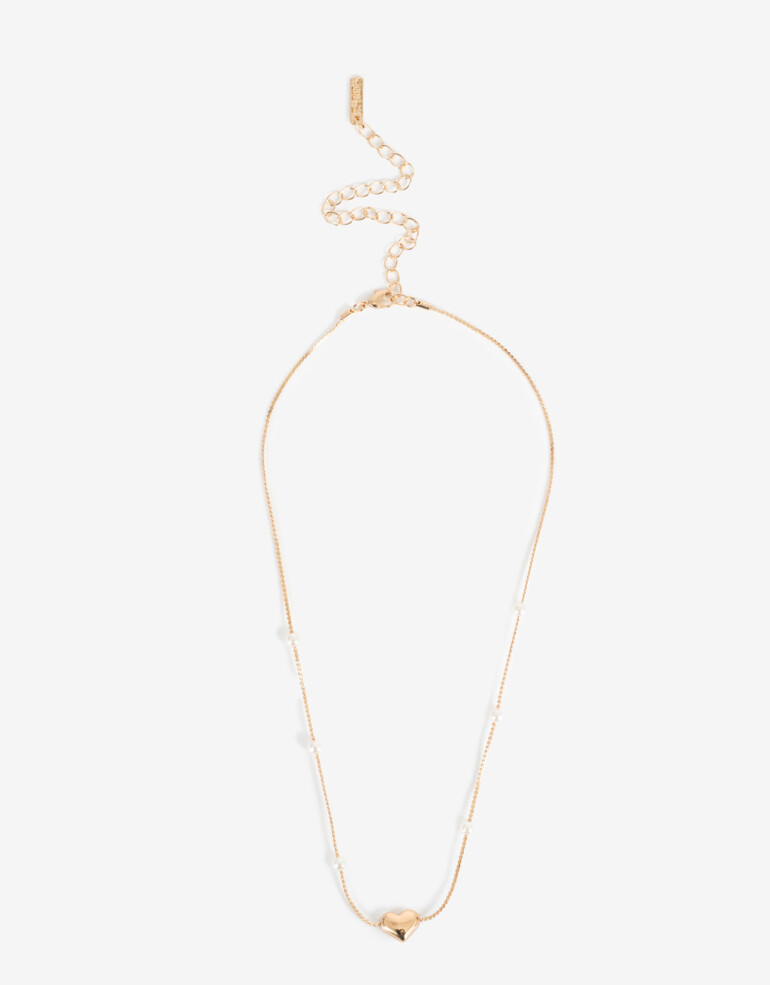 Collares Cortos Perlas Collar Corto Con Perlas Bañado En Oro - Dorado