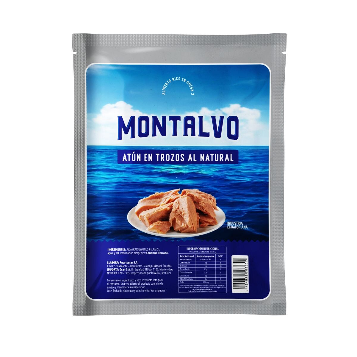 Trozos De Atun Al Natural Montalvo - 500 Grs 